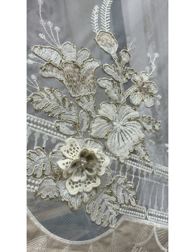 TENDA IN TULLE RICAMATO AVORIO FIORENZA