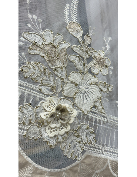 TENDA IN TULLE RICAMATO AVORIO FIORENZA