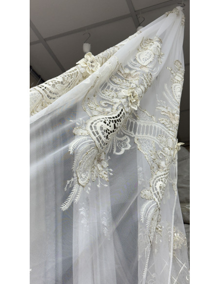 TENDA IN TULLE RICAMATO AVORIO FIORENZA