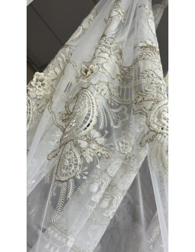 TENDA IN TULLE RICAMATO AVORIO FIORENZA