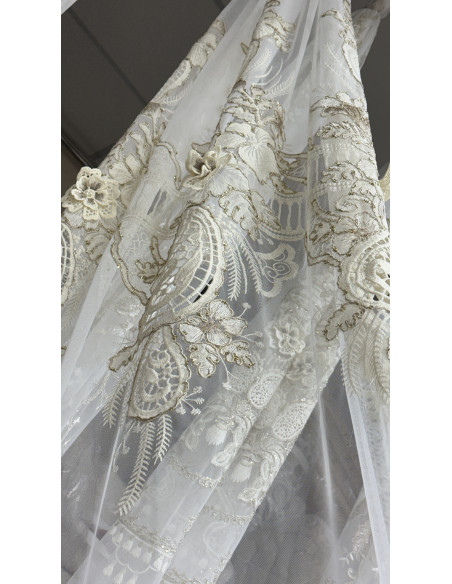 TENDA IN TULLE RICAMATO AVORIO FIORENZA