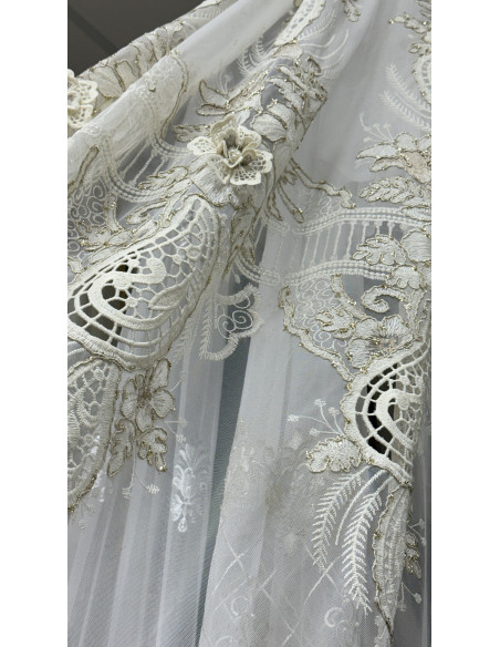 TENDA IN TULLE RICAMATO AVORIO FIORENZA