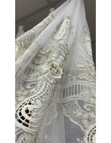 TENDA IN TULLE RICAMATO AVORIO FIORENZA