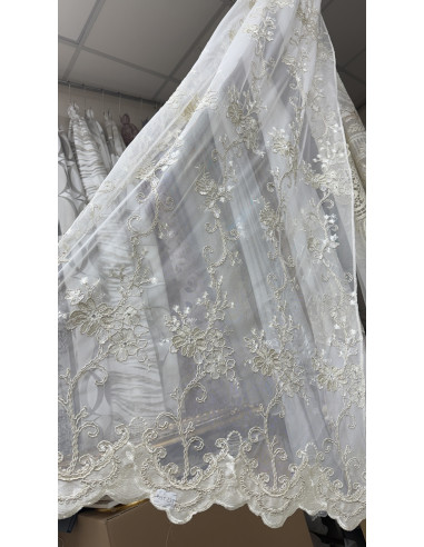 TENDA IN TULLE RICAMATO AVORIO CON...