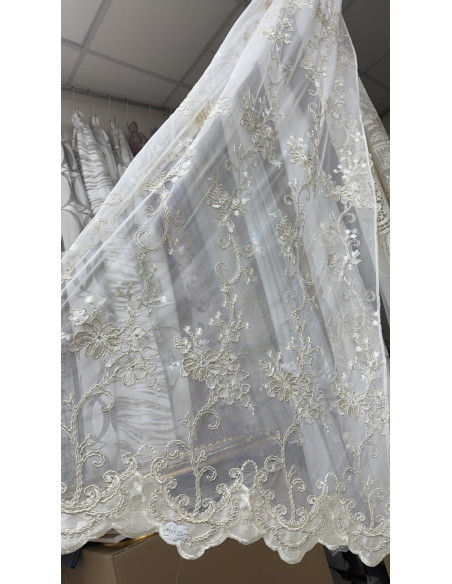 TENDA IN TULLE RICAMATO AVORIO CON SWAROVSKI LUCE