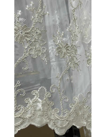 TENDA IN TULLE RICAMATO AVORIO CON SWAROVSKI LUCE