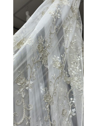 TENDA IN TULLE RICAMATO AVORIO CON...