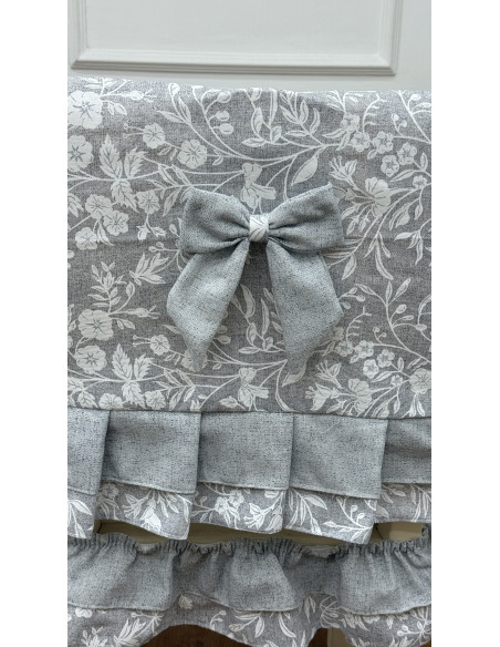 COPRI SEDIA FIORE DI PERLA GRIGIO - SET 4 PEZZI
