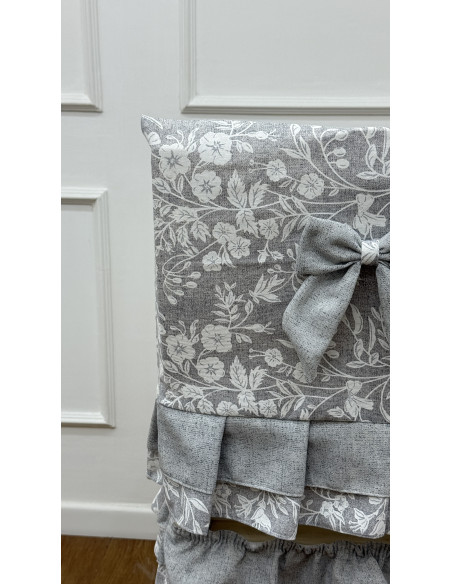 COPRI SEDIA FIORE DI PERLA GRIGIO - SET 4 PEZZI