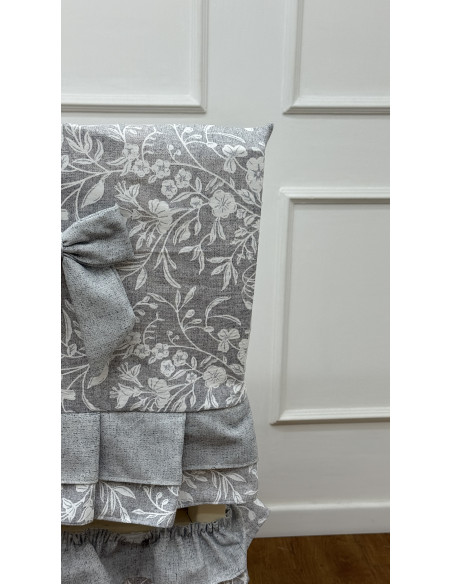 COPRI SEDIA FIORE DI PERLA GRIGIO - SET 4 PEZZI