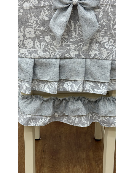 COPRI SEDIA FIORE DI PERLA GRIGIO - SET 4 PEZZI