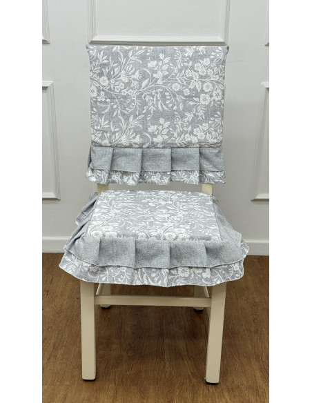 COPRI SEDIA FIORE DI PERLA GRIGIO - SET 6 PEZZI