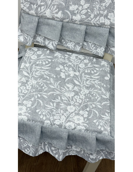 COPRI SEDIA FIORE DI PERLA GRIGIO - SET 6 PEZZI