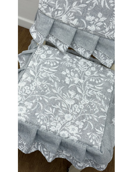 COPRI SEDIA FIORE DI PERLA GRIGIO - SET 6 PEZZI