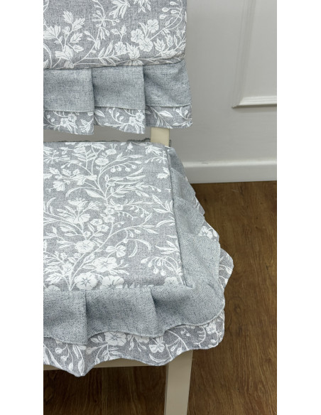 COPRI SEDIA FIORE DI PERLA GRIGIO - SET 6 PEZZI