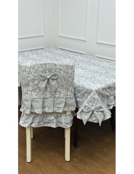 COPRI SEDIA FIORE DI PERLA GRIGIO - SET 6 PEZZI