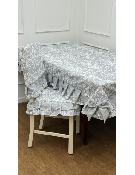 COPRI SEDIA FIORE DI PERLA GRIGIO - SET 6 PEZZI