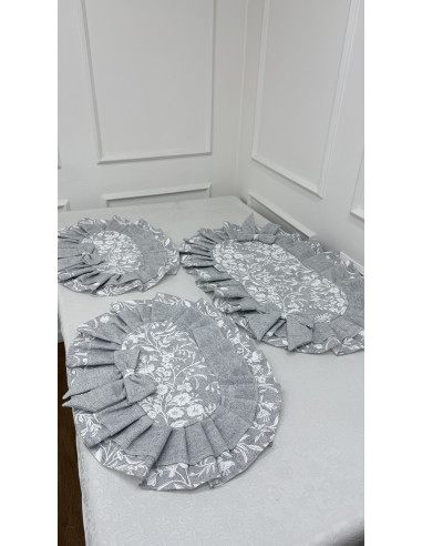 TRIS CENTRI FIORE DI PERLA GRIGIO