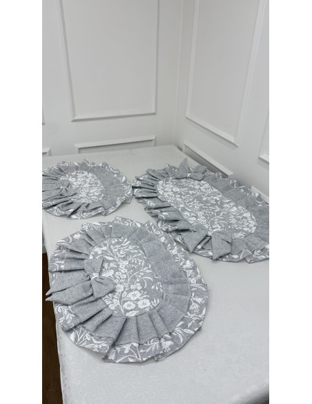 TRIS CENTRI FIORE DI PERLA GRIGIO