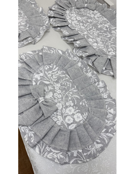 TRIS CENTRI FIORE DI PERLA GRIGIO