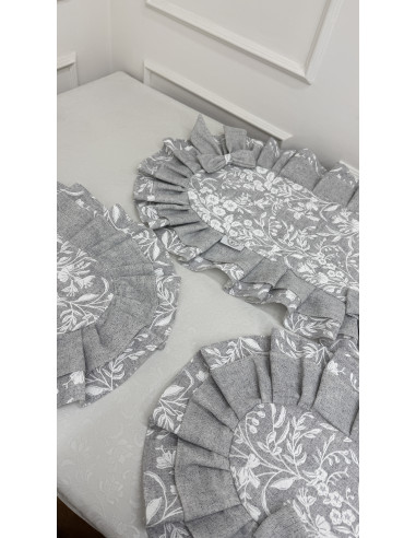 TRIS CENTRI FIORE DI PERLA GRIGIO