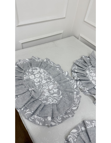 TRIS CENTRI FIORE DI PERLA GRIGIO