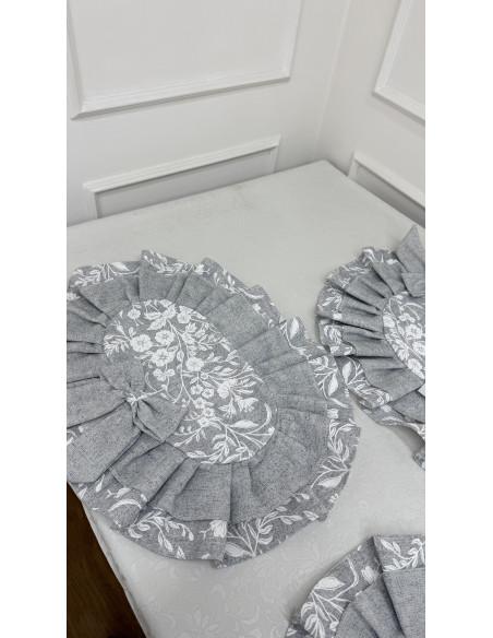 TRIS CENTRI FIORE DI PERLA GRIGIO