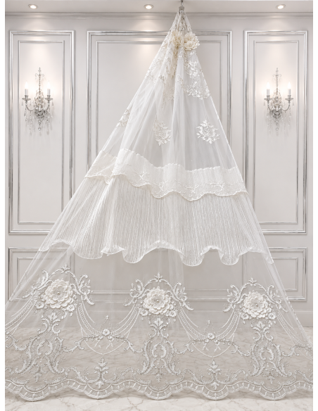 TENDA IN TULLE AURORA BIANCO&GRIGIO