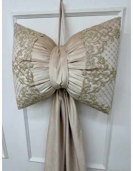 FIOCCO IN VELLUTO AVORIO CON PIZZO ORO - ALTEZZA 160CM