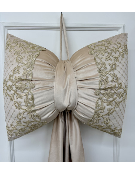 FIOCCO IN VELLUTO AVORIO CON PIZZO ORO - ALTEZZA 160CM