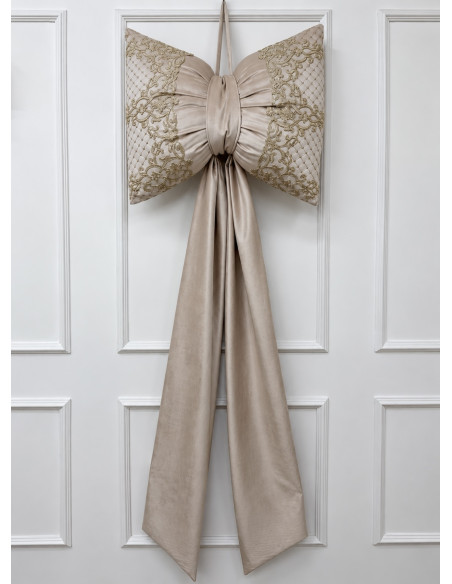 FIOCCO IN VELLUTO AVORIO CON PIZZO ORO - ALTEZZA 160CM