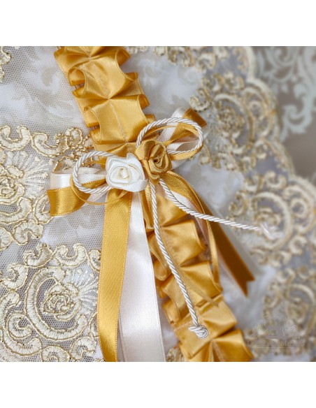 PORTAROTOLI IN STOFFA DAMASCATA CON TULLE LUREX ORO