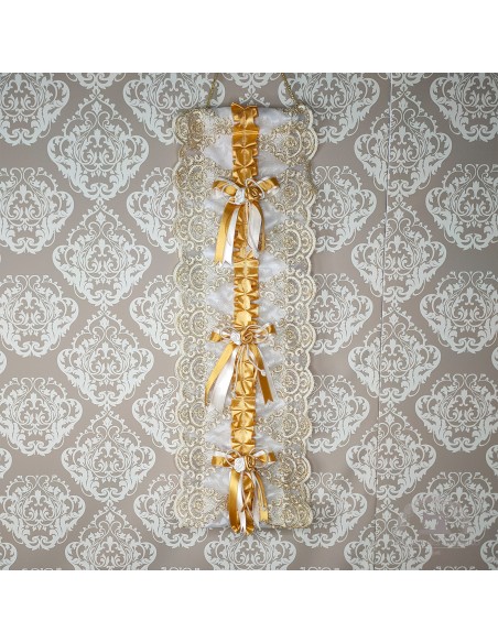 PORTAROTOLI IN STOFFA DAMASCATA CON TULLE LUREX ORO