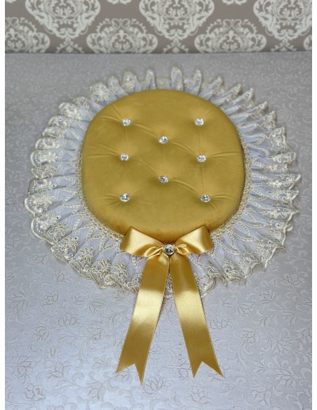 COPRIWATER IN VELLUTO ORO E TULLE SWAROVSKI PERLA