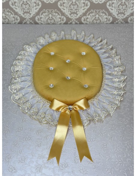 COPRIWATER IN VELLUTO ORO E TULLE SWAROVSKI PERLA