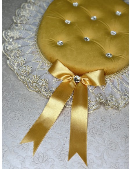 COPRIWATER IN VELLUTO ORO E TULLE SWAROVSKI PERLA